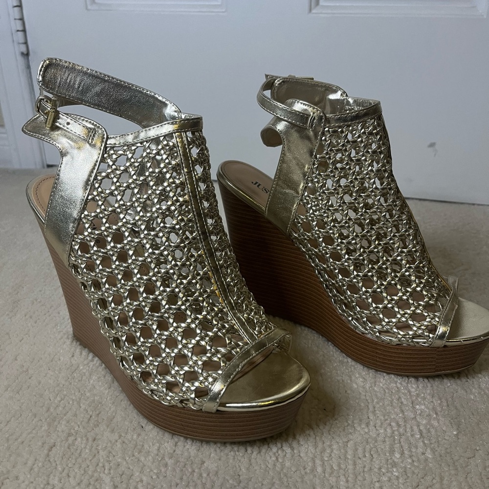 JustFab gold heels size 9. SO comfy. Worn once